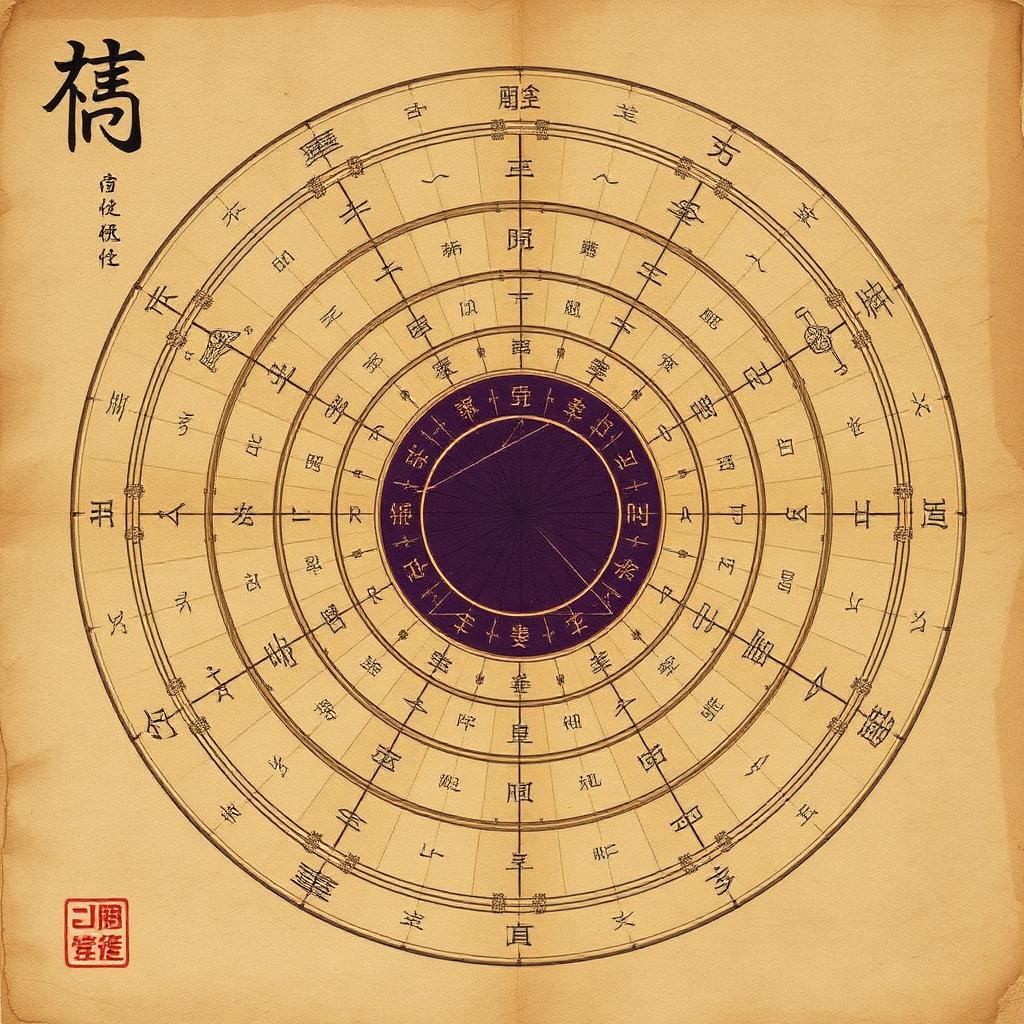 Circular Chinese star chart in the style of the Song-dynasty Suzhou astronomical stone, showing the Purple Forbidden Enclosure surrounded by the twenty-eight lunar mansions.